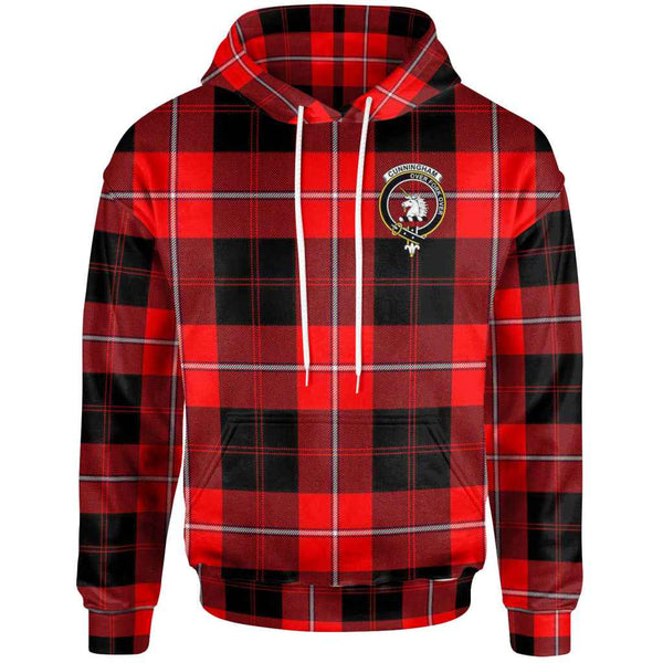 Scottish Cunningham Clan Crest Tartan Hoodie Front Side Tartan Plaid