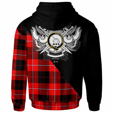Scottish Cunningham Clan Crest Tartan Hoodie - Military Logo Back Side Tartan Plaid