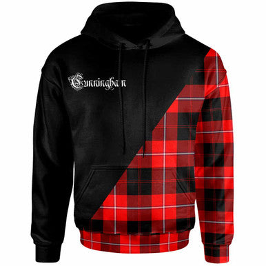Scottish Cunningham Clan Crest Tartan Hoodie - Military Logo Front Side Tartan Plaid