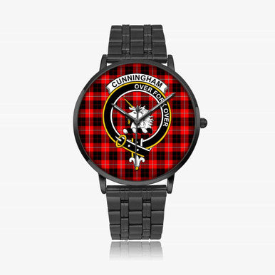 Scottish Cunningham Clan Crest Tartan Instafamous Steel Quartz Watches Tartan Plaid Black 1