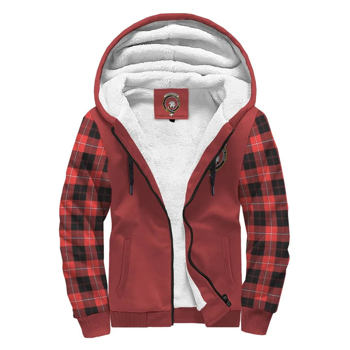 Scottish Cunningham Clan Crest Tartan Plaid Sleeve Sherpa Hoodie