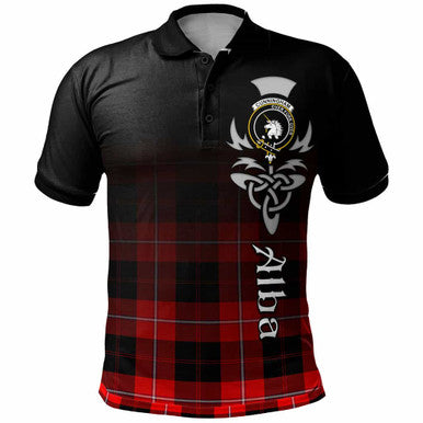 Scottish Cunningham Clan Crest Tartan Polo Shirt - Alba Gu Brath Family Crest Celtic Inspired Front Side Tartan Plaid