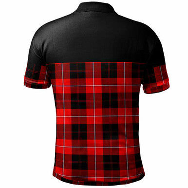 Scottish Cunningham Clan Crest Tartan Polo Shirt - Horizontal Style Back Side Tartan Plaid