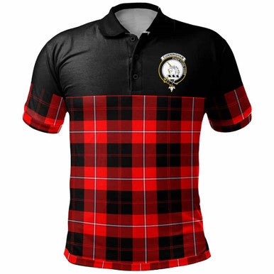 Scottish Cunningham Clan Crest Tartan Polo Shirt - Horizontal Style Front Side Tartan Plaid