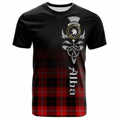 Scottish Cunningham Clan Crest Tartan T-Shirt - Alba Gu Brath Family Crest Celtic Inspired Front Side Tartan Plaid