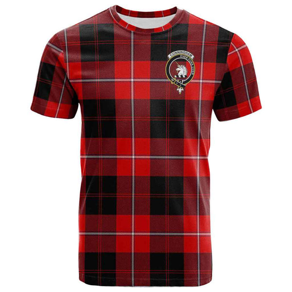 Scottish Cunningham Clan Crest Tartan T-Shirt Front Side Tartan Plaid