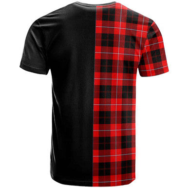 Scottish Cunningham Clan Crest Tartan T-Shirt Half in Me Back Side Tartan Plaid