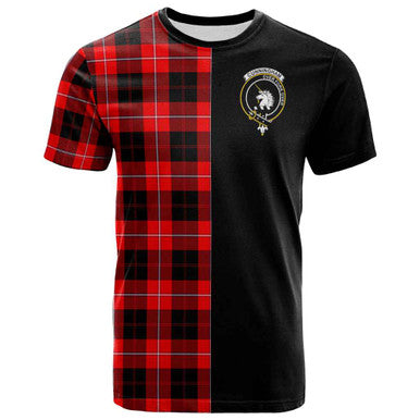 Scottish Cunningham Clan Crest Tartan T-Shirt Half in Me Front Side Tartan Plaid