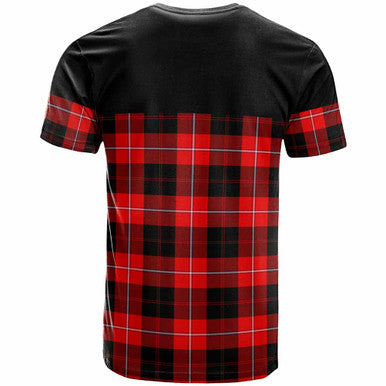Scottish Cunningham Clan Crest Tartan T-Shirt - Horizontal Style Back Side Tartan Plaid