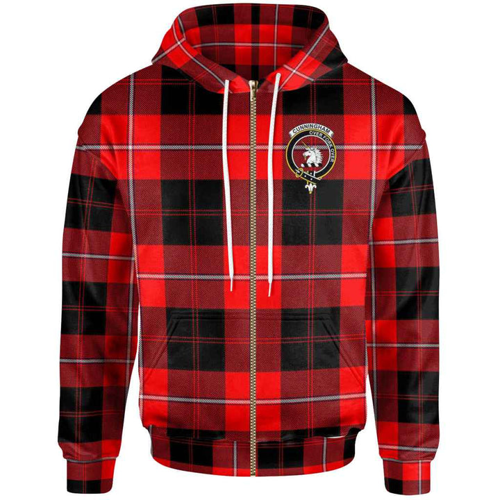 Scottish Cunningham Clan Crest Tartan Hoodie Zip Tartan Plaid
