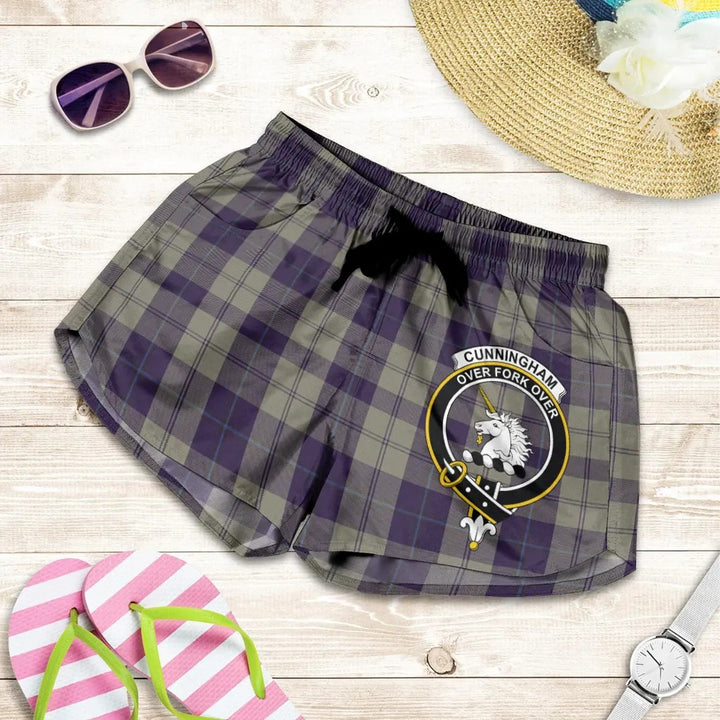 Scottish Cunningham Dress Blue Dancers Clan Crest Tartan Women Shorts