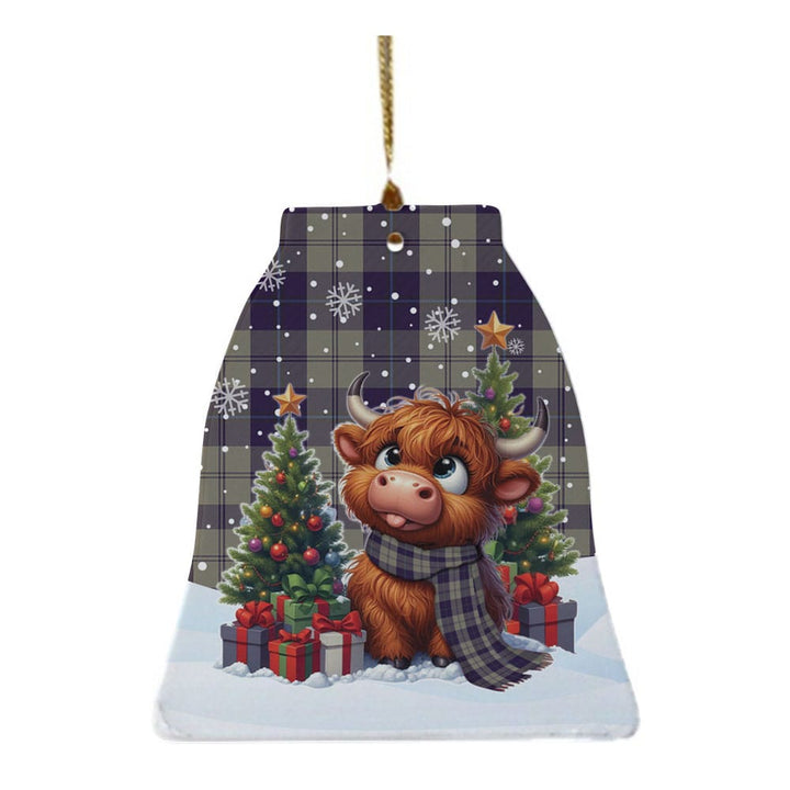 Scottish Cunningham Dress Blue Dancers Clan Tartan Ceramic Ornament Cute Highland Cow Christmas Bell Style Tartan Plaid