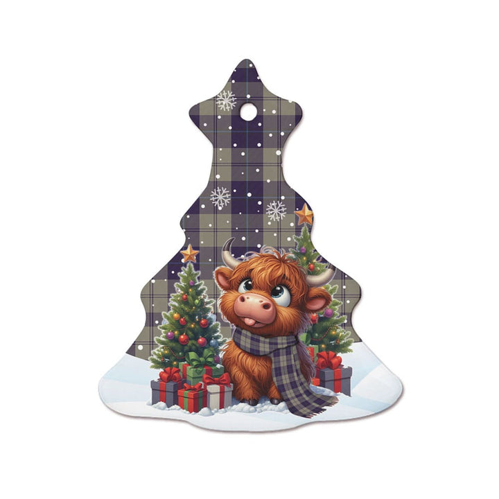 Scottish Cunningham Dress Blue Dancers Clan Tartan Ceramic Ornament Cute Highland Cow Christmas Tree Style Tartan Plaid