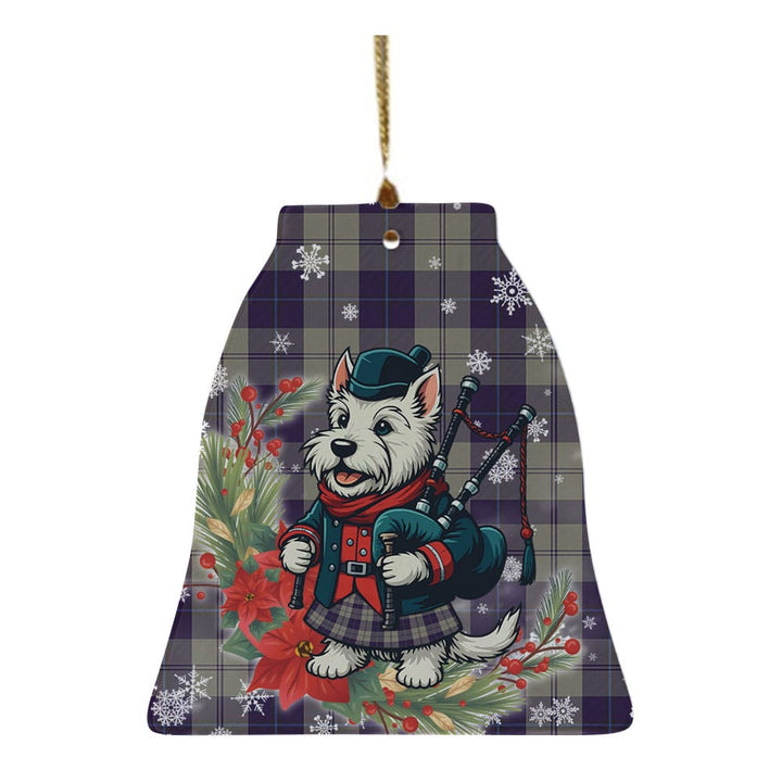 Scottish Cunningham Dress Blue Dancers Clan Tartan Ceramic Ornament Cute Scottish Terrier Dog Bell Style Tartan Plaid