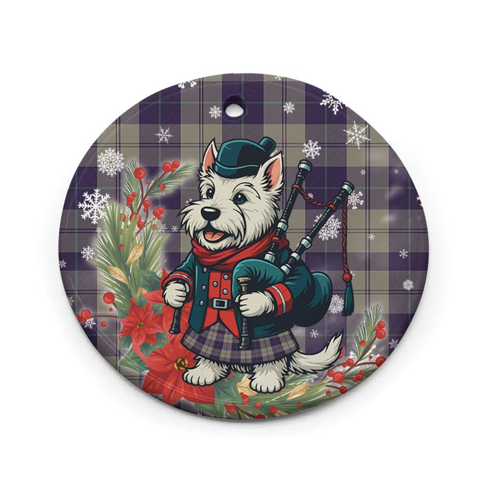 Scottish Cunningham Dress Blue Dancers Clan Tartan Ceramic Ornament Cute Scottish Terrier Dog Circle Style Tartan Plaid