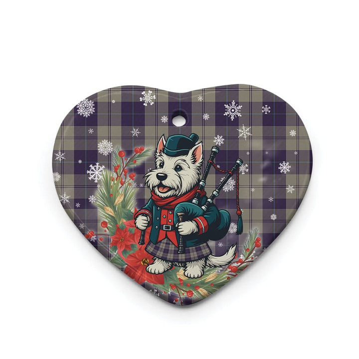 Scottish Cunningham Dress Blue Dancers Clan Tartan Ceramic Ornament Cute Scottish Terrier Dog Heart Style Tartan Plaid