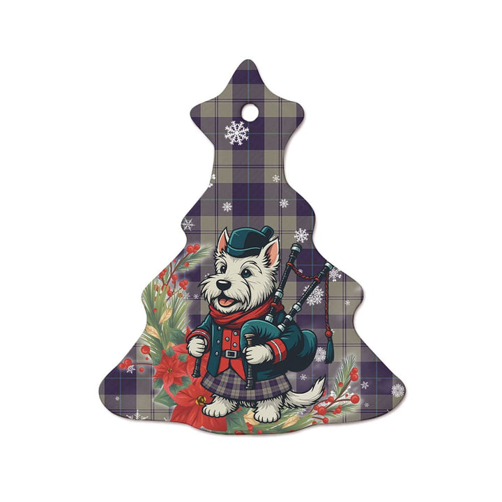 Scottish Cunningham Dress Blue Dancers Clan Tartan Ceramic Ornament Cute Scottish Terrier Dog Tree Style Tartan Plaid
