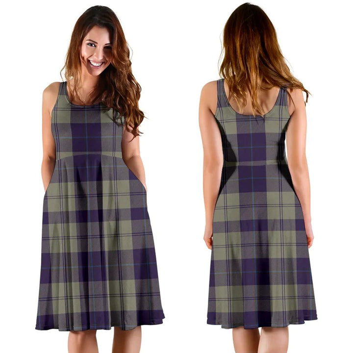 Scottish Cunningham Dress Blue Dancers Clan Tartan Women Midi Dress