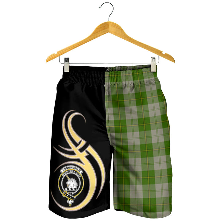 Scottish Cunningham Dress Green Dancers Clan Crest Tartan Believe in Me Men's Shorts