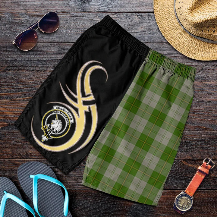 Scottish Cunningham Dress Green Dancers Clan Crest Tartan Believe in Me Men's Shorts