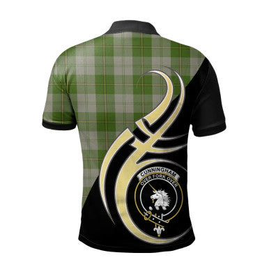 Scottish Cunningham Dress Green Dancers Clan Crest Tartan Polo Shirt Believe in Me Back Side Tartan Plaid