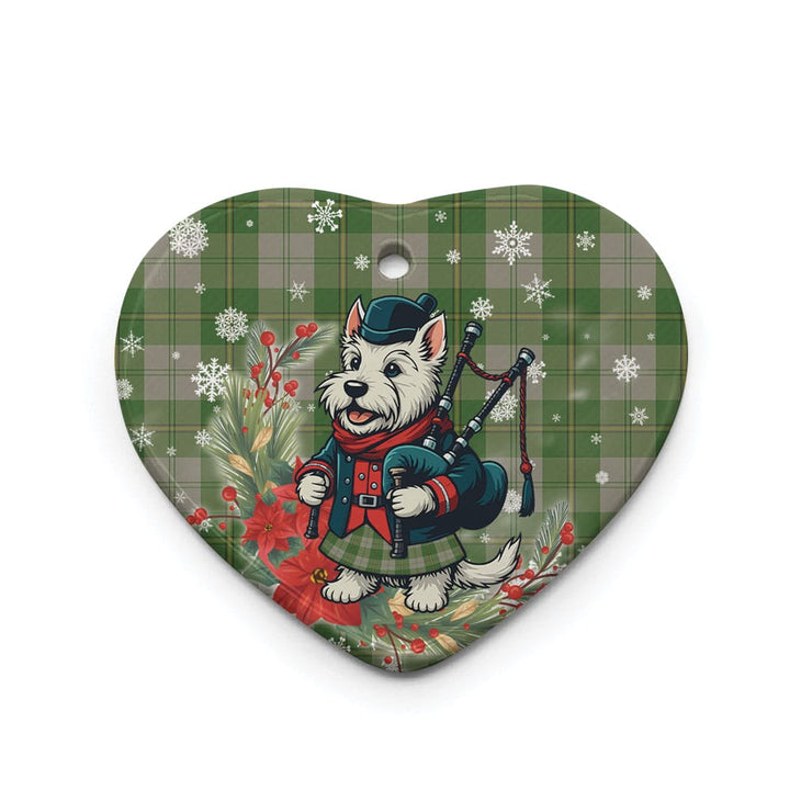 Scottish Cunningham Dress Green Dancers Clan Tartan Ceramic Ornament Cute Scottish Terrier Dog Heart Style Tartan Plaid