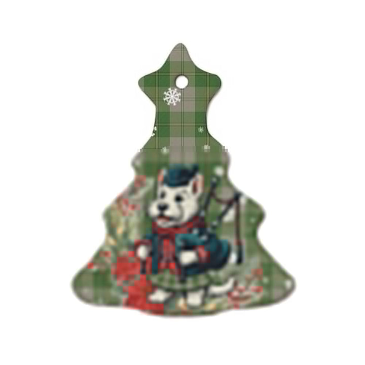Scottish Cunningham Dress Green Dancers Clan Tartan Ceramic Ornament Cute Scottish Terrier Dog Tree Style Tartan Plaid