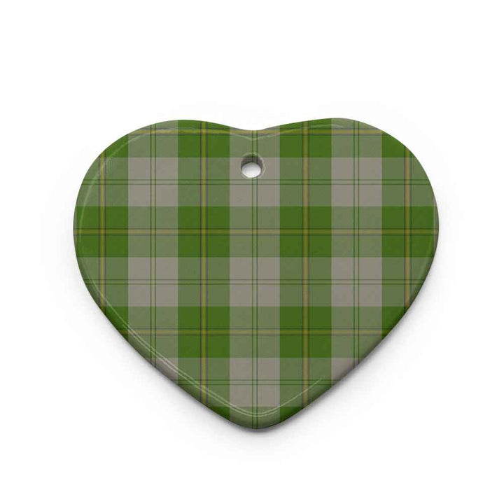Scottish Cunningham Dress Green Dancers Clan Tartan Ceramic Ornament Heart Shape Tartan Plaid