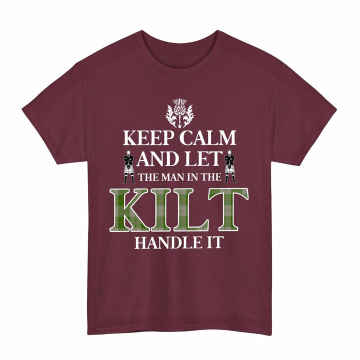 Scottish Cunningham Dress Green Dancers Clan Tartan T-Shirt - Keep Calm Tartan Plaid Maroon Color