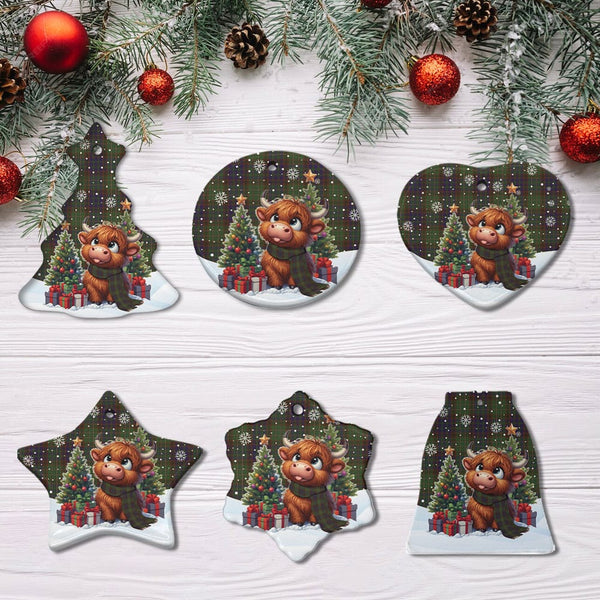 Scottish Cunningham Hunting Modern Clan Tartan Ceramic Ornament Cute Highland Cow Christmas All Style Tartan Plaid