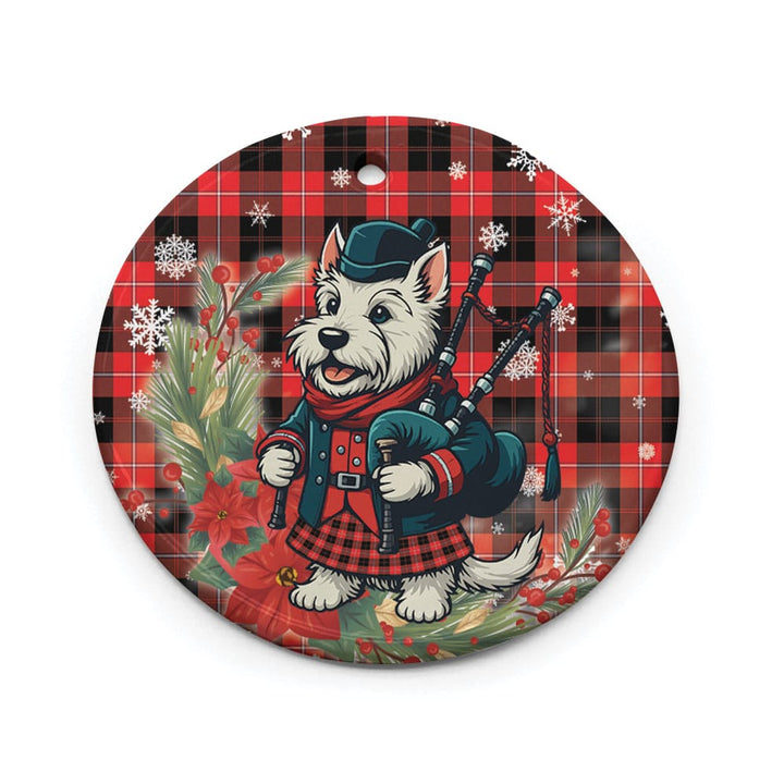 Scottish Cunningham Modern Clan Tartan Ceramic Ornament Cute Scottish Terrier Dog Circle Style Tartan Plaid
