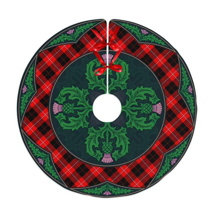 Scottish Cunningham Modern Clan Tartan Christmas Tree Skirt Old Scottish Thistle Flower No Tassels Tartan Plaid 1