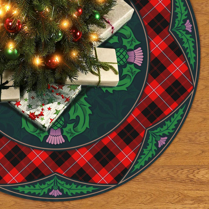 Scottish Cunningham Modern Clan Tartan Christmas Tree Skirt Old Scottish Thistle Flower No Tassels Tartan Plaid 2