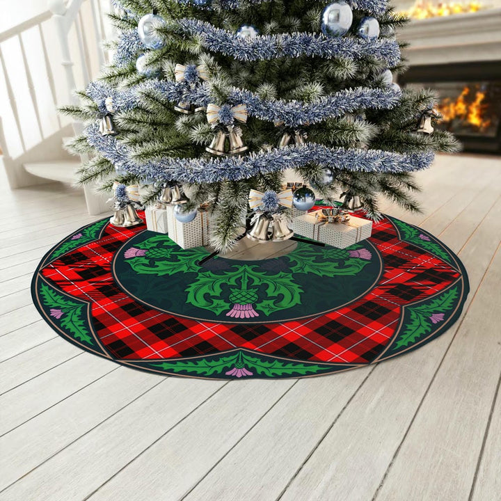 Scottish Cunningham Modern Clan Tartan Christmas Tree Skirt Old Scottish Thistle Flower No Tassels Tartan Plaid 3