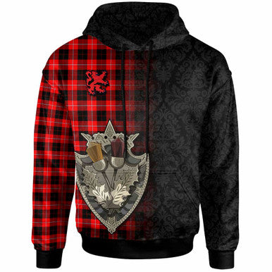 Scottish Cunningham Modern Clan Tartan Hoodie - Half Thistle Flowers Celtic Design Front Side Tartan Plaid