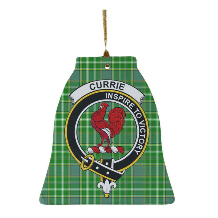 Scottish Currie Clan Crest Tartan Ceramic Ornament Bell Shape Tartan Plaid