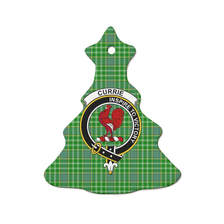 Scottish Currie Clan Crest Tartan Ceramic Ornament Tree Shape Tartan Plaid
