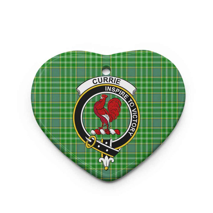 Scottish Currie Clan Crest Tartan Ceramic Ornament Heart Shape Tartan Plaid