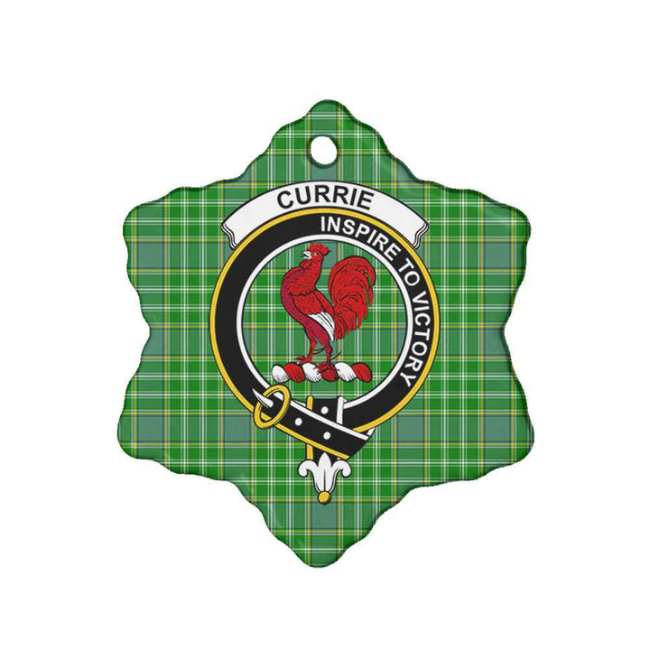Scottish Currie Clan Crest Tartan Ceramic Ornament Snow Flake Shape Tartan Plaid