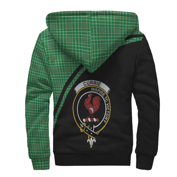 Scottish Currie Clan Crest Tartan Curve Sherpa Hoodie