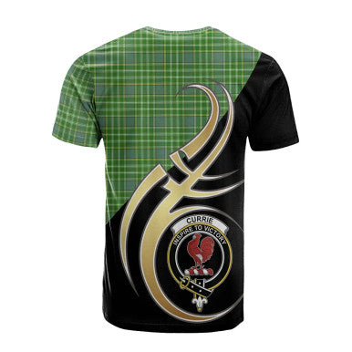 Scottish Currie Clan Crest Tartan T-Shirt Believe in Me Back Side Tartan Plaid