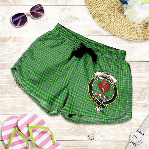 Scottish Currie Clan Crest Tartan Women Shorts