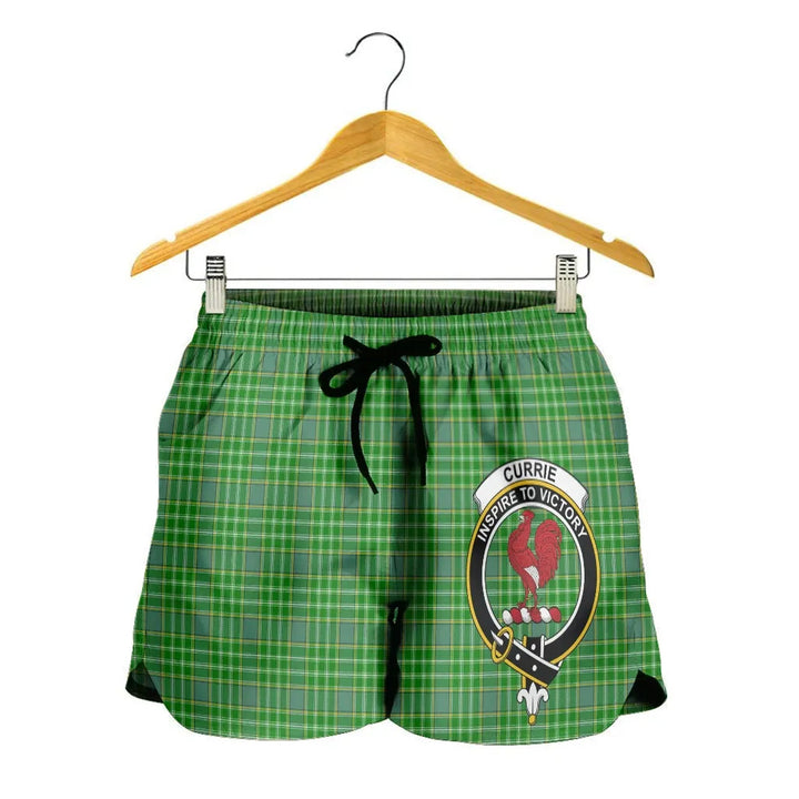 Scottish Currie Clan Crest Tartan Women Shorts
