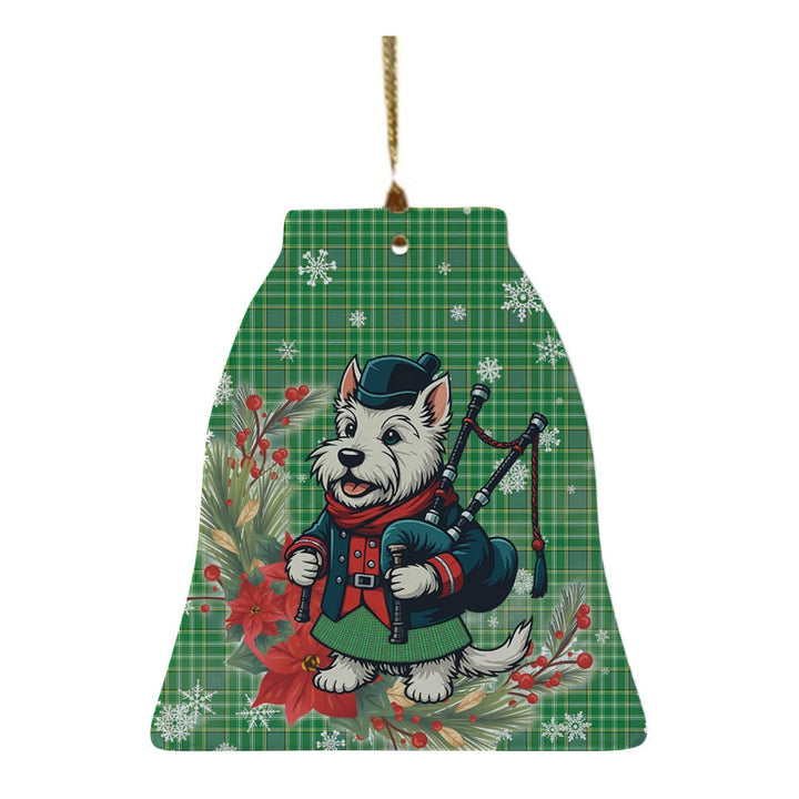 Scottish Currie Clan Tartan Ceramic Ornament Cute Scottish Terrier Dog Bell Style Tartan Plaid