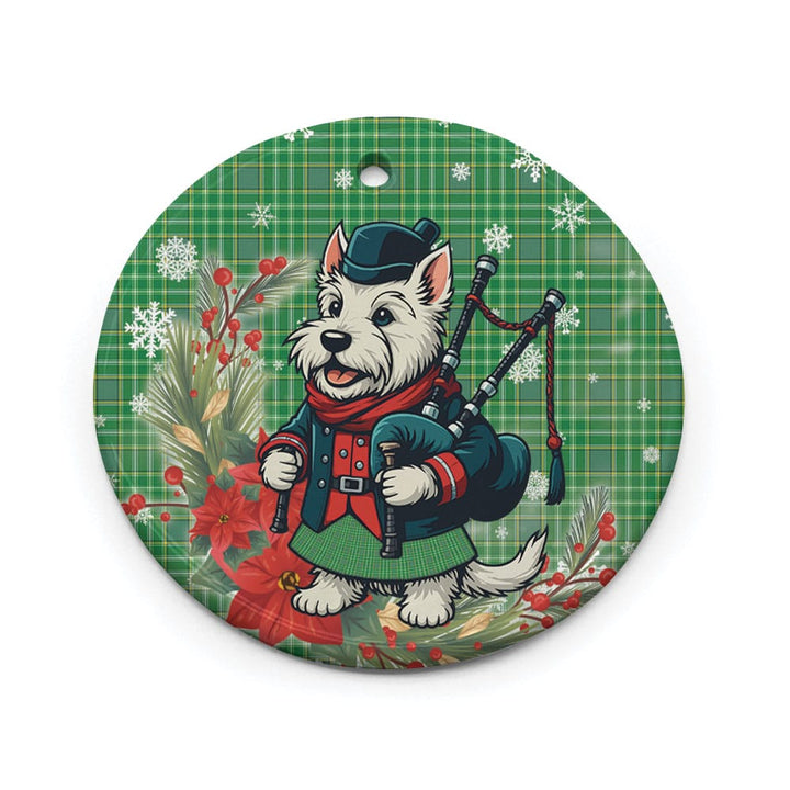 Scottish Currie Clan Tartan Ceramic Ornament Cute Scottish Terrier Dog Circle Style Tartan Plaid