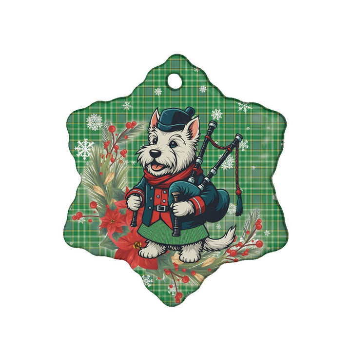 Scottish Currie Clan Tartan Ceramic Ornament Cute Scottish Terrier Dog Snow Flake Style Tartan Plaid
