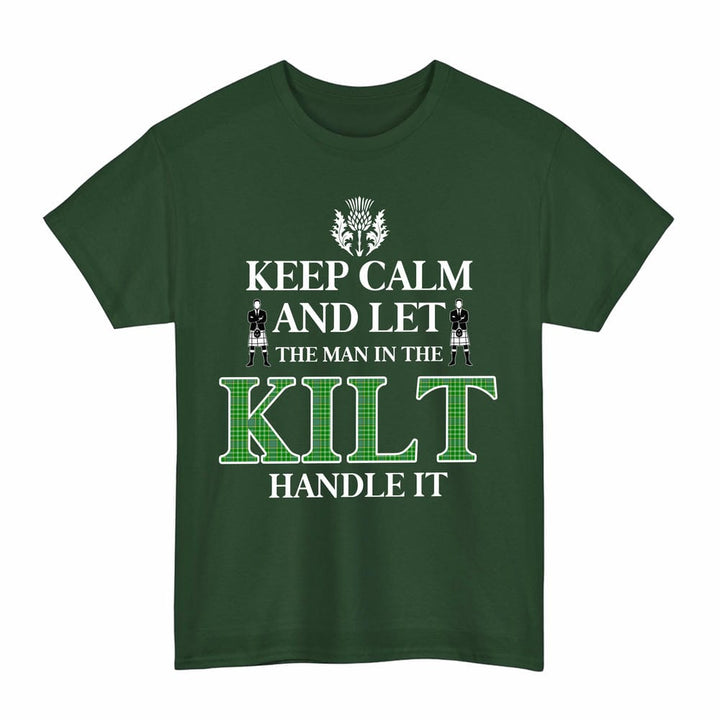 Scottish Currie Clan Tartan T-Shirt - Keep Calm Tartan Plaid Forest Green Color