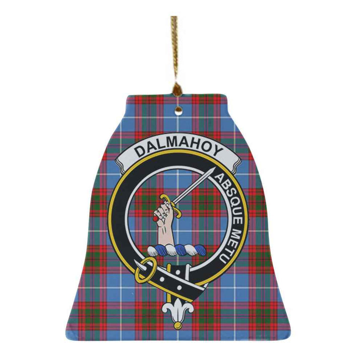 Scottish Dalmahoy Clan Crest Tartan Ceramic Ornament Bell Shape Tartan Plaid
