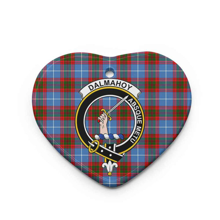 Scottish Dalmahoy Clan Crest Tartan Ceramic Ornament Heart Shape Tartan Plaid