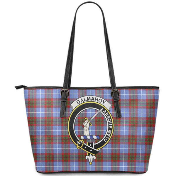 Scottish Dalmahoy Clan Crest Tartan Leather Tote Tartan Plaid